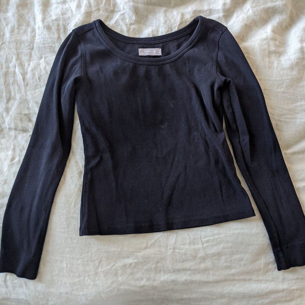 Everlane Long-Sleeve Ribbed Scoop-Neck Tee